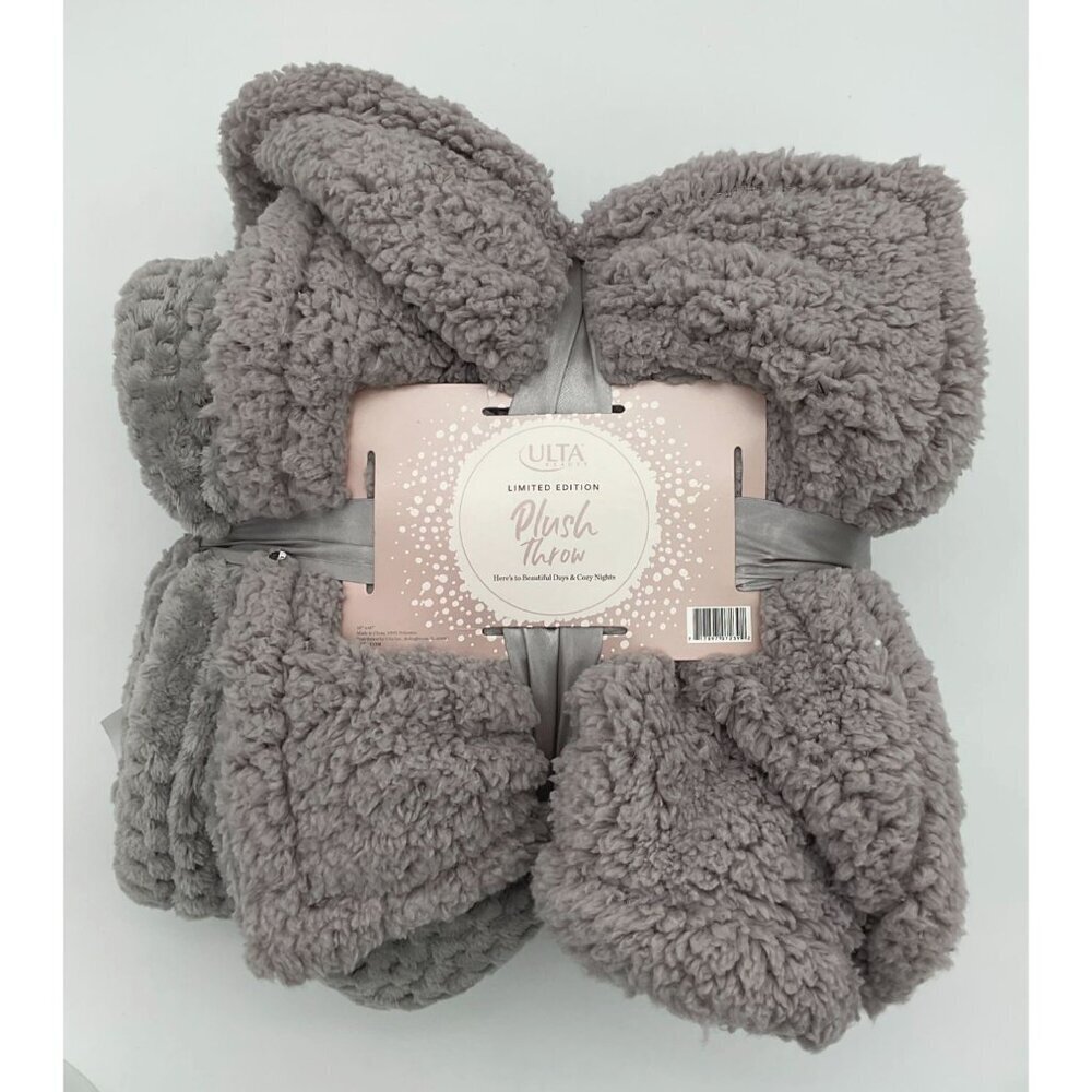 Limited Edition ULTA Gray Plush Throw Blanket 50"x60" Super Soft Cozy NWT
